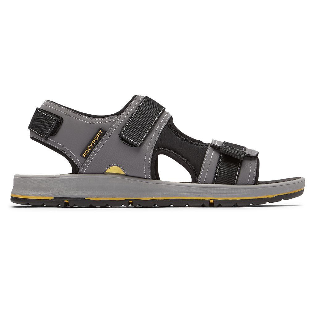 Sandale Barbati Rockport Lucky Bay Sport 3 Strap Gri - Romania 2509-BPXRU